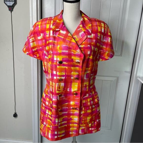 vintage 80s Teri Jon by Rickie Freeman silk 2 piece skirt suit size 12 summer - Picture 6 of 7